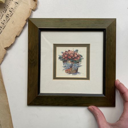 Картина мини акварель Редиска в лукошке 21 см