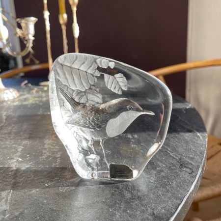 Статуэтка Птица 10 см ручная работа Mats Jonasson хрусталь Швеция