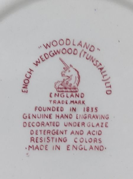 Тарелка Enoch Wedgwood Woodland 19 см Англия красный