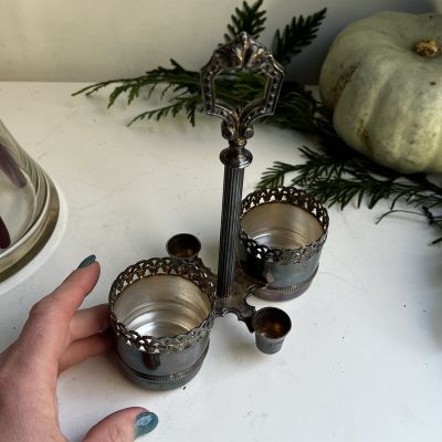 Подсвечник подставка под специи 19 см мельхиор патина