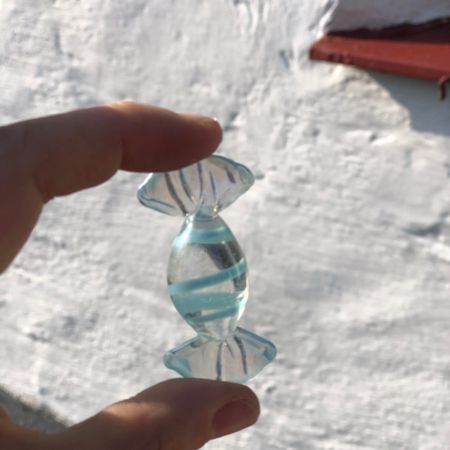 Фигурка декоративная Конфета голубая 6 см стекло