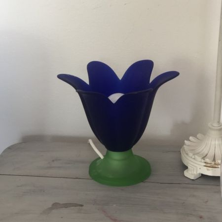 Лампа 17 см Цветок синий матовое стекло