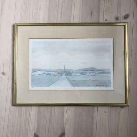 Картина 52х37 см пейзаж акварель Ake Sundstrom 1980
