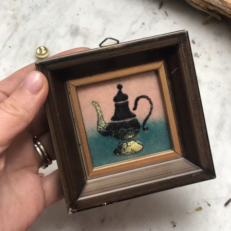 Картина чайник в раме 9см дерево