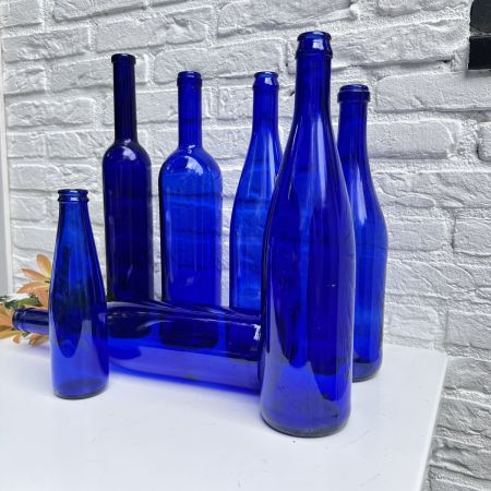 Бутылка малая 19 см стекло синее