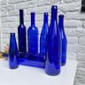 Бутылка малая 19 см стекло синее