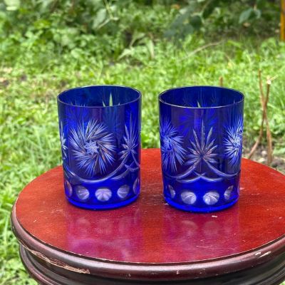 Стакан синий 400 мл набор 2 шт накладной хрусталь Германия