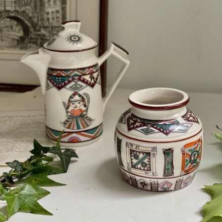 Молочник и ваза набор в перуанском стиле Mahban