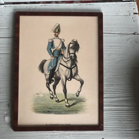 Картина репродукция hast army Офицер на коне Швеция 20,5х28 см