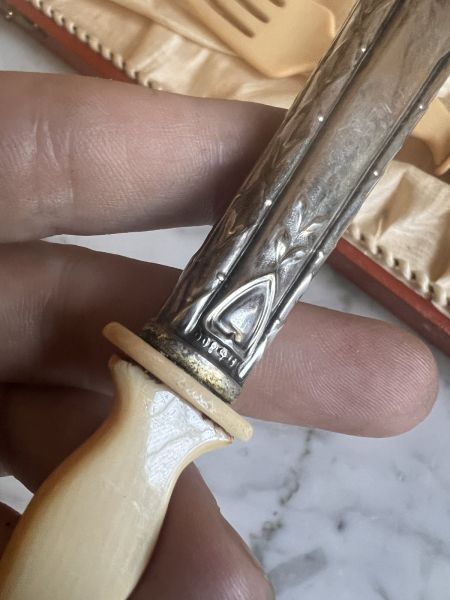 Ложка и вилка набор сервировочный 32 см серебро Италия 