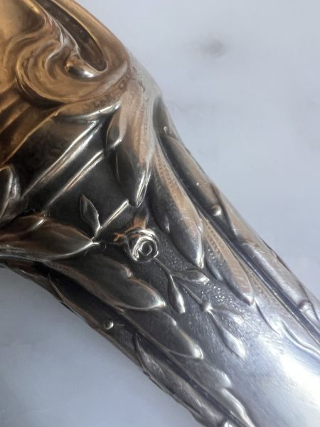 Ложка и вилка набор сервировочный 32 см серебро Италия 