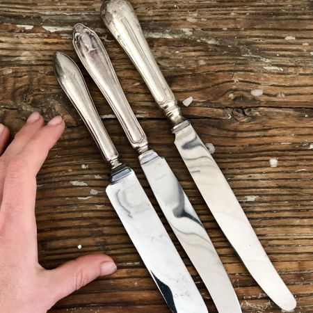 Нож столовый мельхиоровый, набор 3 шт.