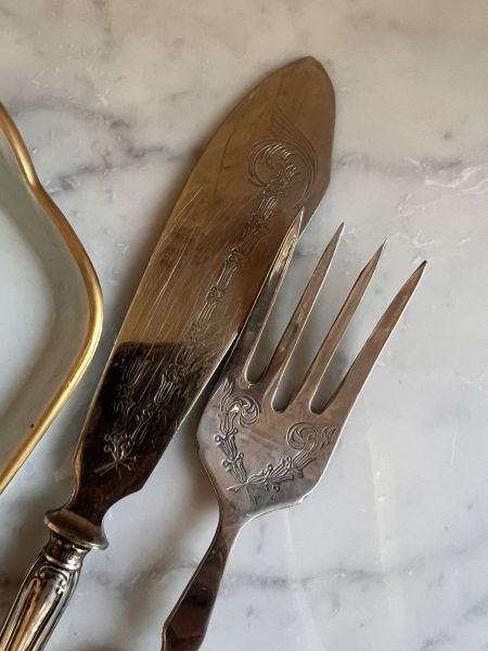 Вила и нож набор 2 шт 26 см серебро Италия