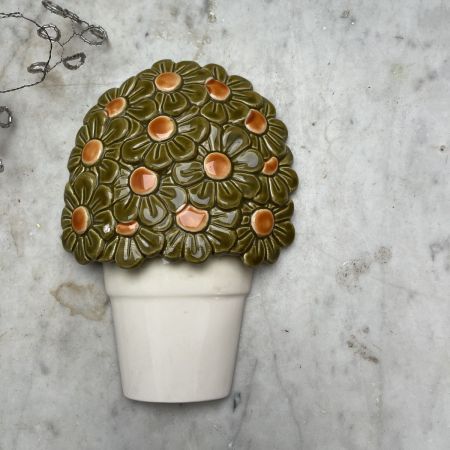 Панно Горшок с цветами 15 см фарфор 