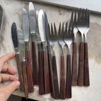 Вилка + нож набор (2 шт) дерево сталь