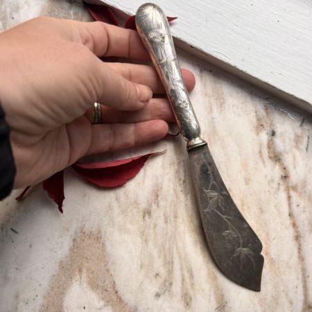 Лопатка нож Цветы 20 см серебро