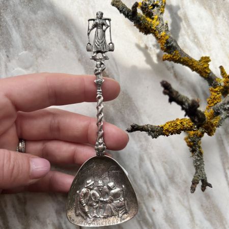 Ложка лопатка Женщина с коромыслом 13 см серебро