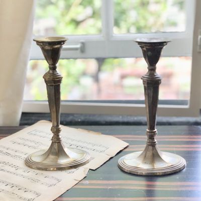 Подсвечник на ножке серебрение по латуни