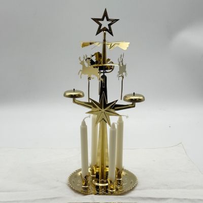 Подсвечник новогодний мобиль Олени 30 см золотые