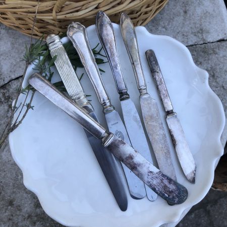 Нож набор из 6 шт Швеция мельхиор сталь патина