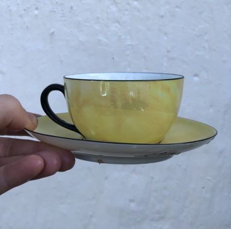 Чайная кофейная пара Желтый перламутр