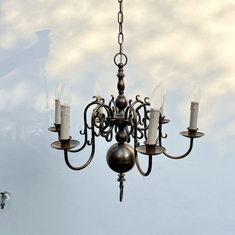 Светильник люстра на 6 ламп Голландия латунь