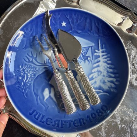 Нож вилка лопатка для сыра набор 3 шт. серебрение