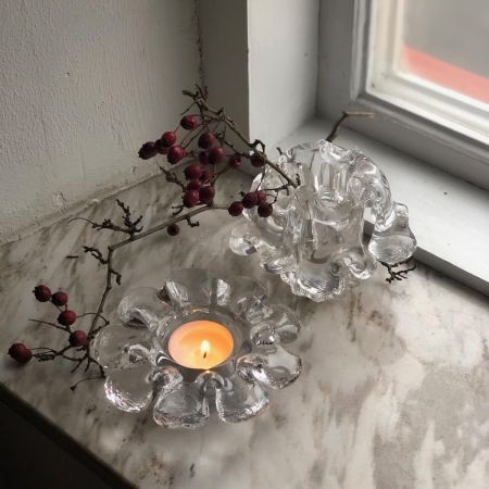 Подсвечник 9 лепестков  для греющей свечи дизайнерский хрусталь Швеция 