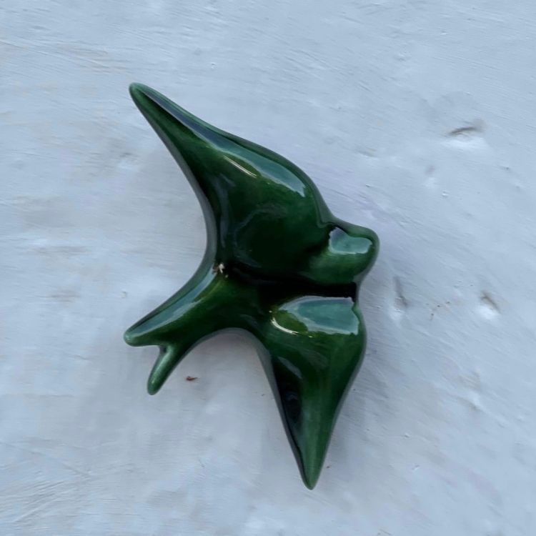 Декор ласточка зеленая большая 17 см Португалия