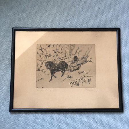 Картина 38х29,5 см В лесной чаще фотогравюра с оригинала 1924