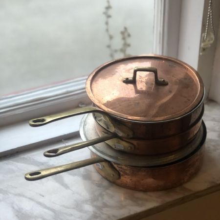 Сковорода сотейник с крышкой 20,5 см медь сталь 