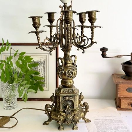 Лампа канделябр на пять свечей 50 см бронза
