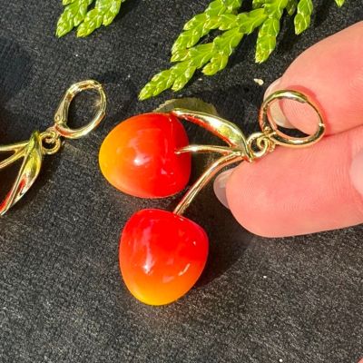 Серьги Черешня 5 см ювелирный сплав