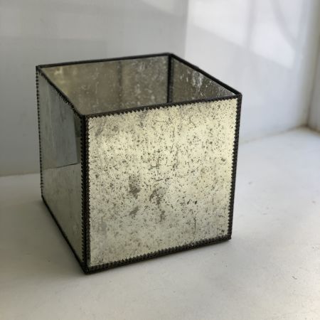 Кашпо Куб 22 см стекло металл 