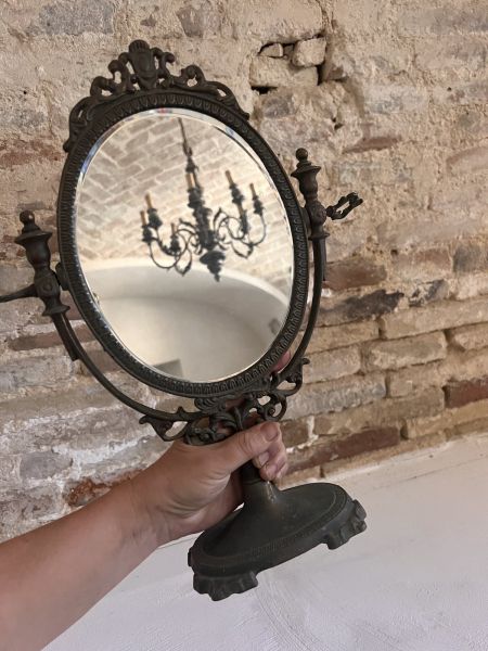 Зеркало настольное Ампир 39 см латунь Франция 
