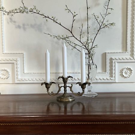 Подсвечник Цветок на три свечи 25 см бронза Франция